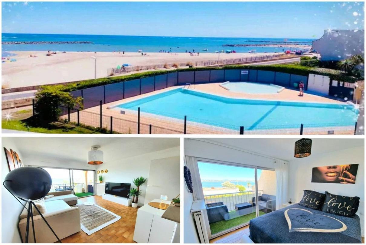 Appartement 1Ere Ligne Piscine Terrasse Au Bord De La Plage Front De Mer Avec 6 Velos Palavas-les-Flots Buitenkant foto